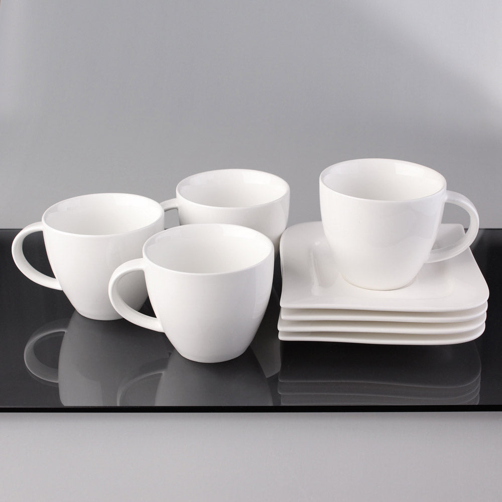 Vit Lilja kahvikuppi ja lautanen 4 kpl