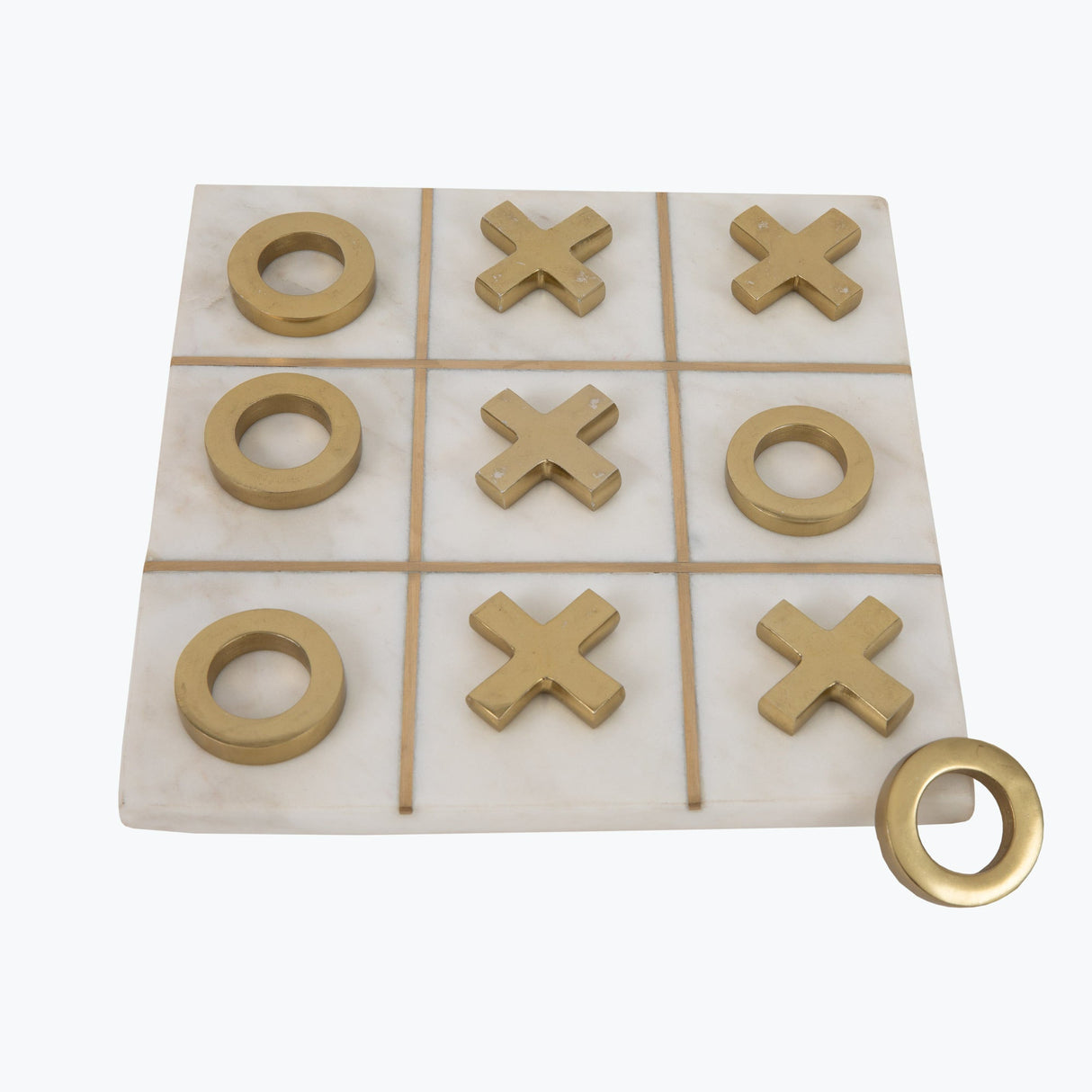 White Marble Tic-Tac-Toe peli 10 pelinappulalla