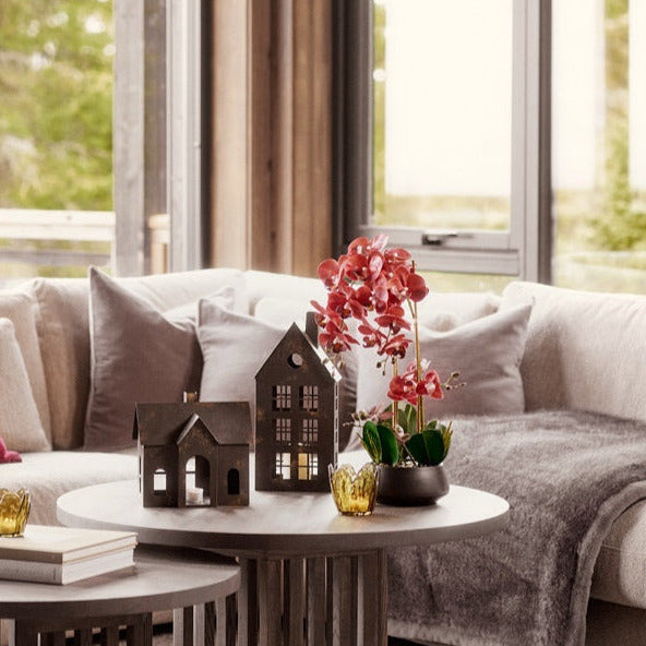 Orkidea viininpunainen 47 cm musta ruukku