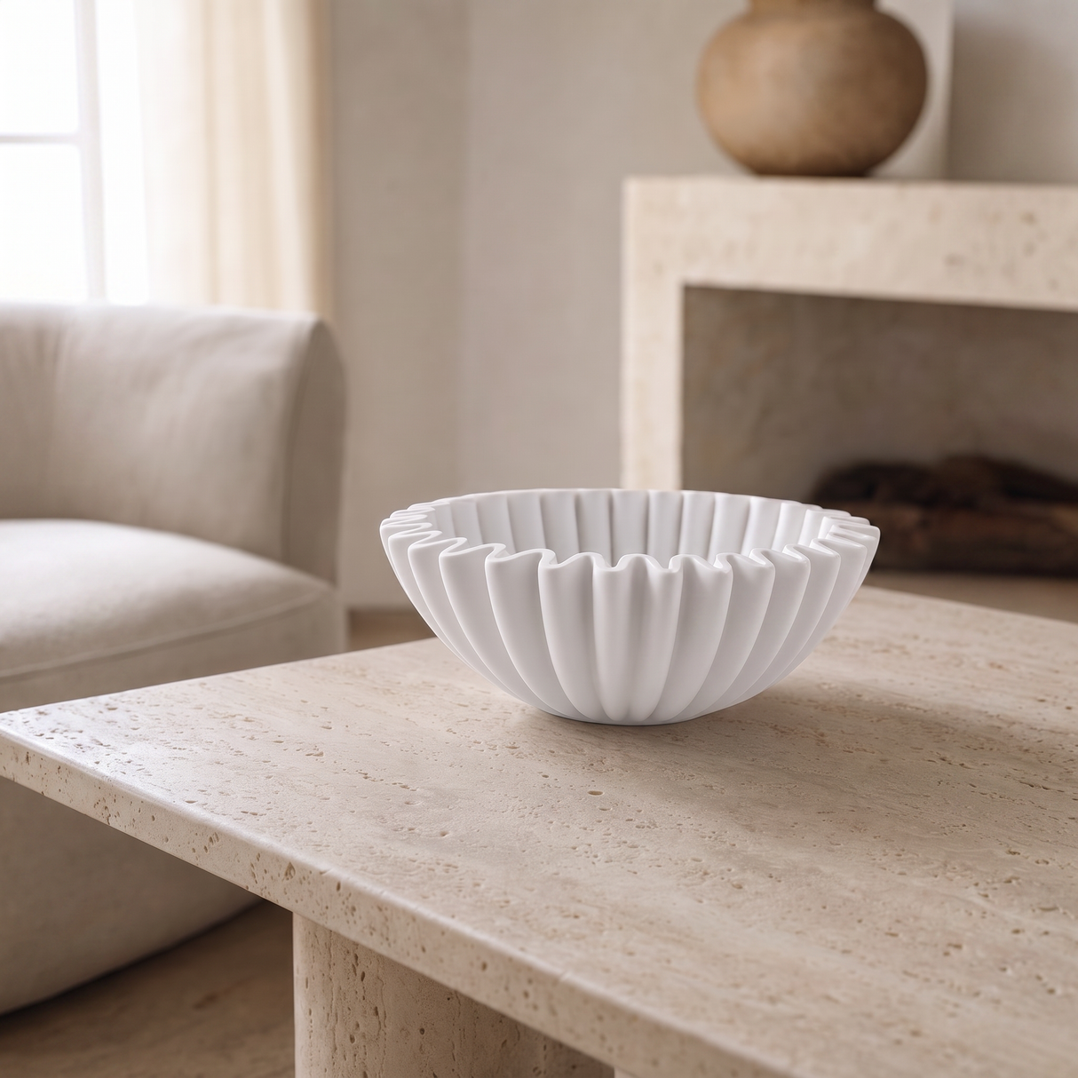 White Ribbed -kulho suuri