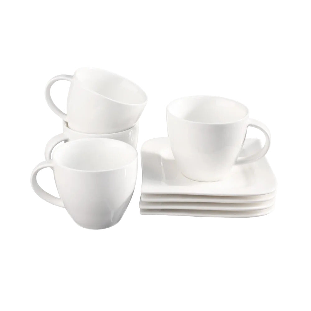 Vit Lilja kahvikuppi ja lautanen 4 kpl