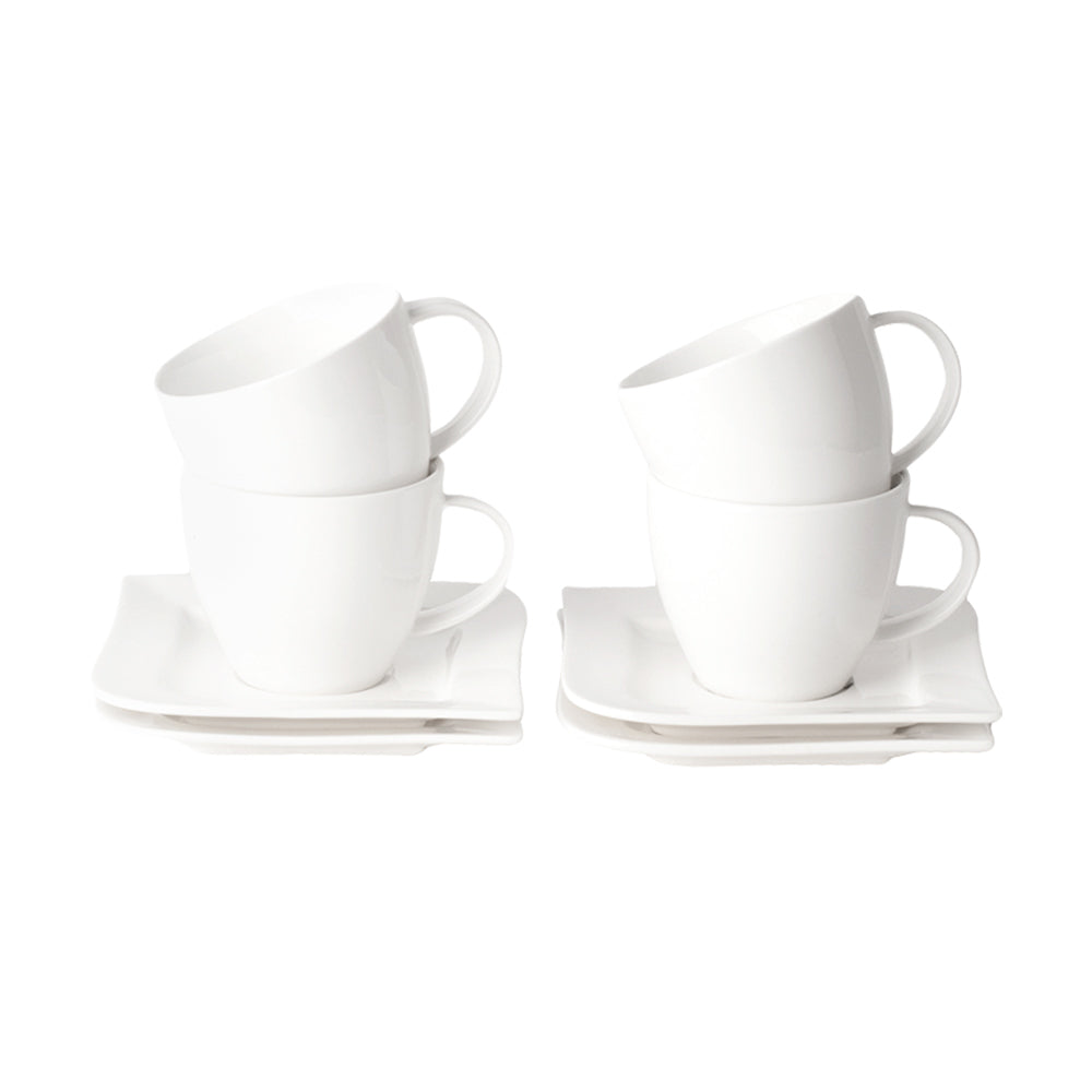 Vit Lilja kahvikuppi ja lautanen 4 kpl