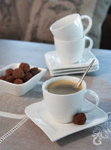 Vit Lilja kahvikuppi ja lautanen 4 kpl