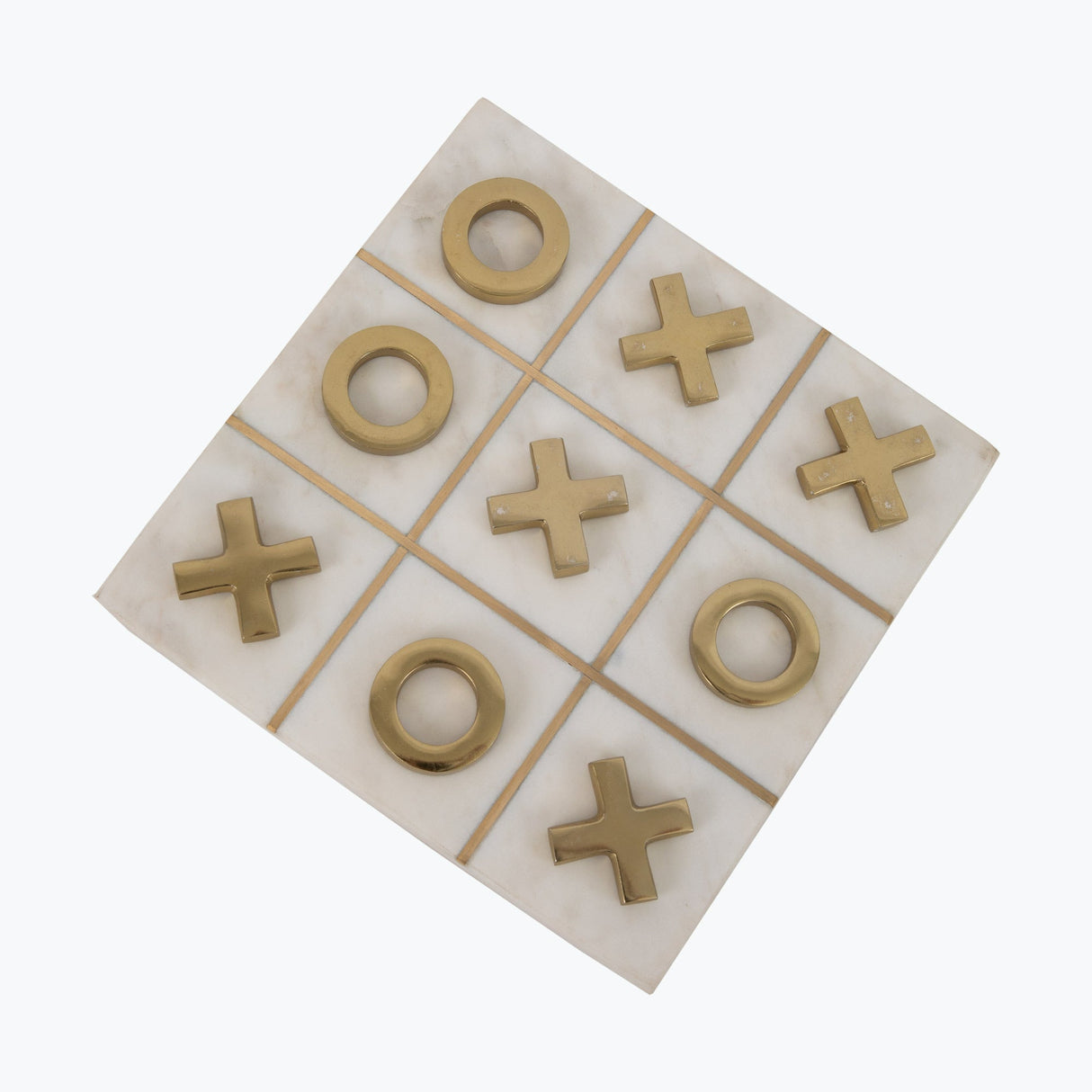 White Marble Tic-Tac-Toe peli 10 pelinappulalla