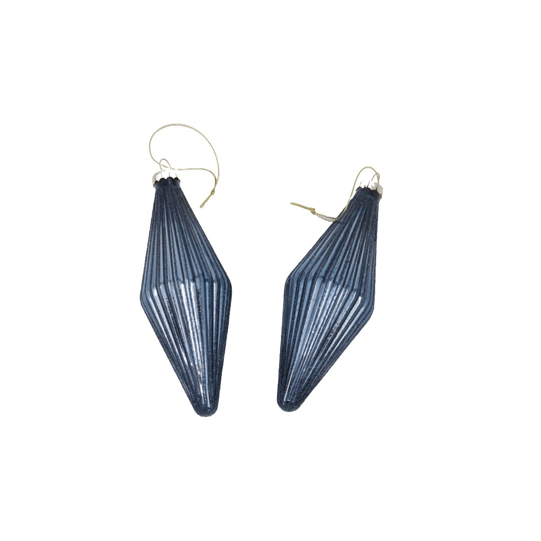 Joulukoriste pitkulainen timantti sininen 2 kpl