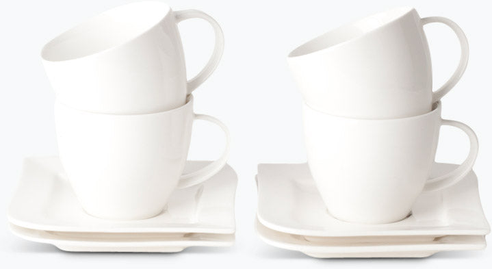 Vit Lilja kahvikuppi ja lautanen 4 kpl