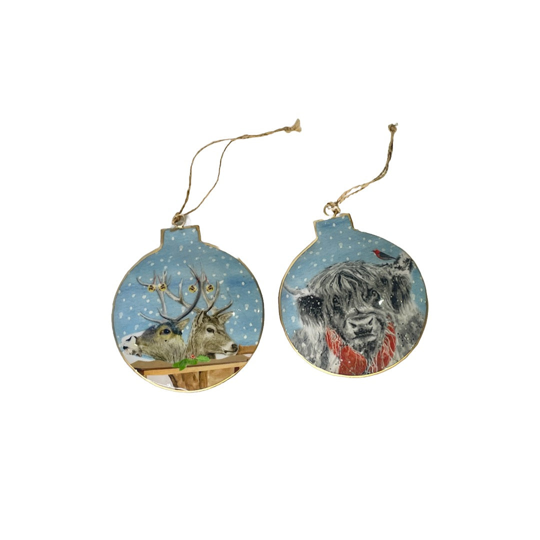 Holly Jolly peura  ja härkä koriste 2 kpl setti